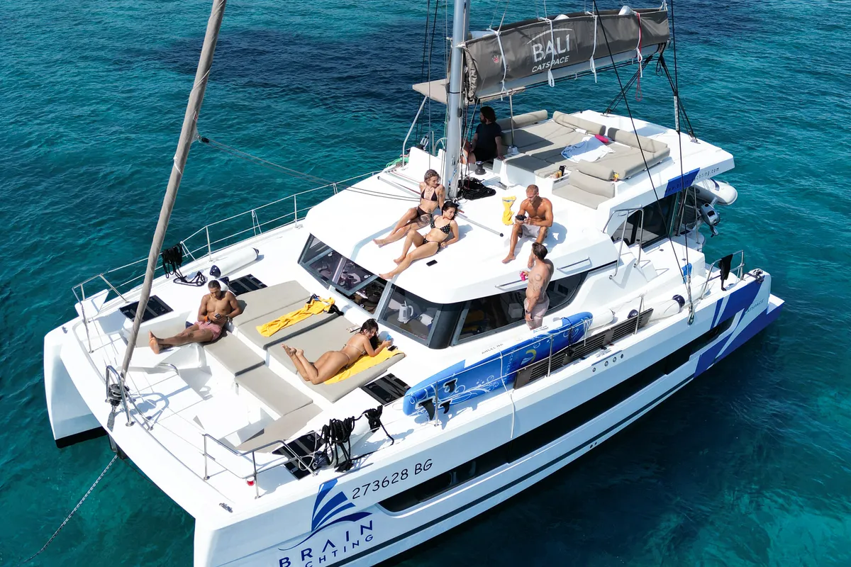 Exterior view of Bali Catspace, a catamaran at Seget Donji, Croatia