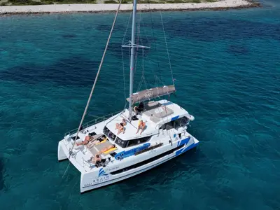Exterior view of Bali Catspace, a catamaran at Seget Donji, Croatia