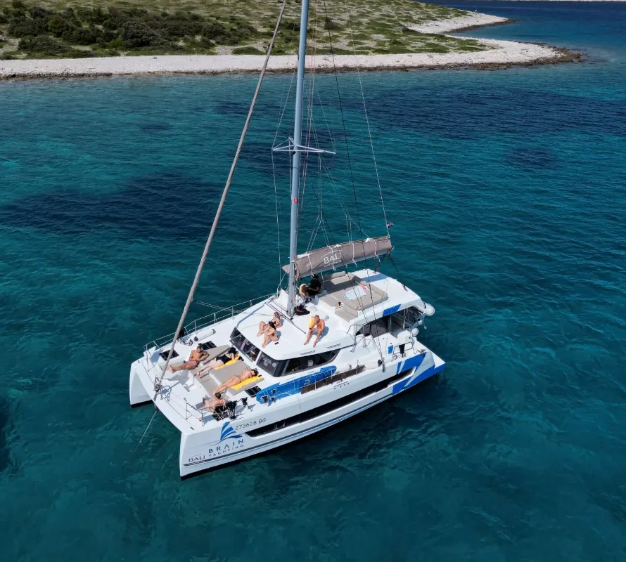 Exterior view of Bali Catspace, a catamaran at Seget Donji, Croatia