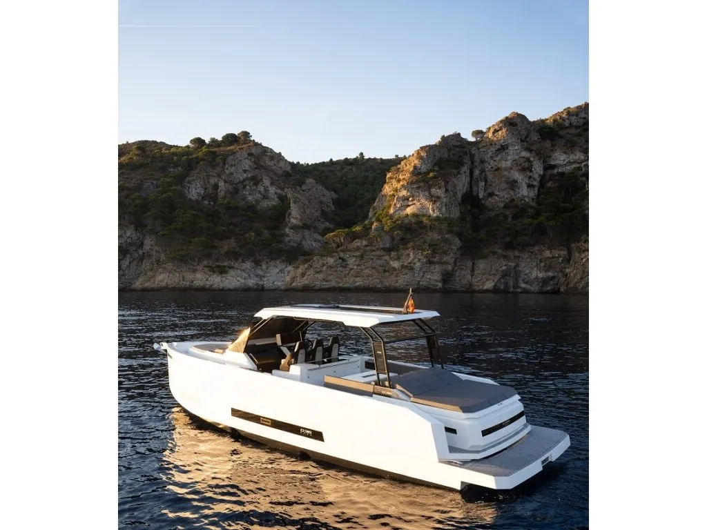 Exterior view of Beluga, a De Antonio D36 motorboat at Ibiza, Spain