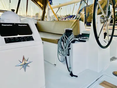 Cockpit of SALVA, a Jeanneau Sun Odyssey 440 sailboat at Šibenik, Croatia