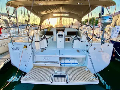 Deck of SALVA, a Jeanneau Sun Odyssey 440 sailboat at Šibenik, Croatia