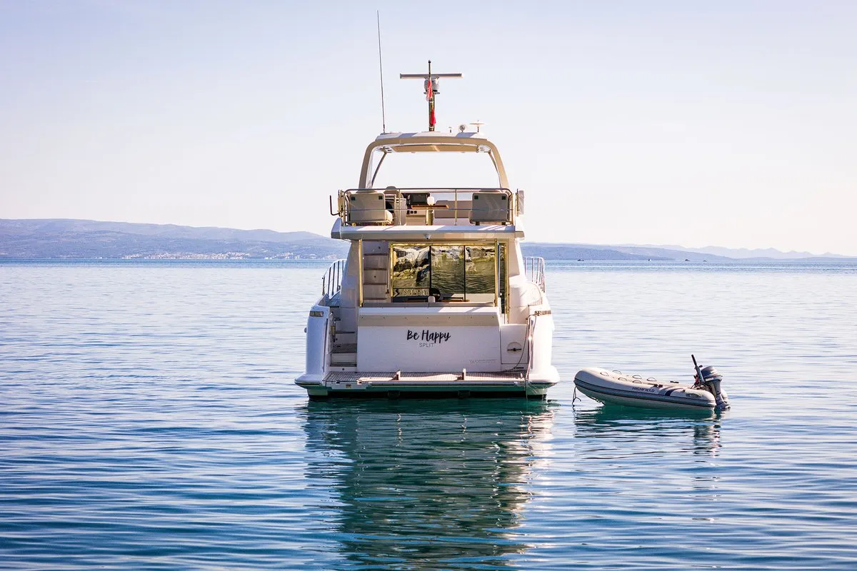 Exterior view of Be Happy, a Azimut 55 Fly motor yacht at Grad Kaštela, Croatia