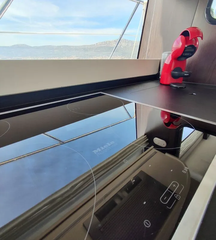 Galley of Be Happy, a Azimut 55 Fly motor yacht at Grad Kaštela, Croatia
