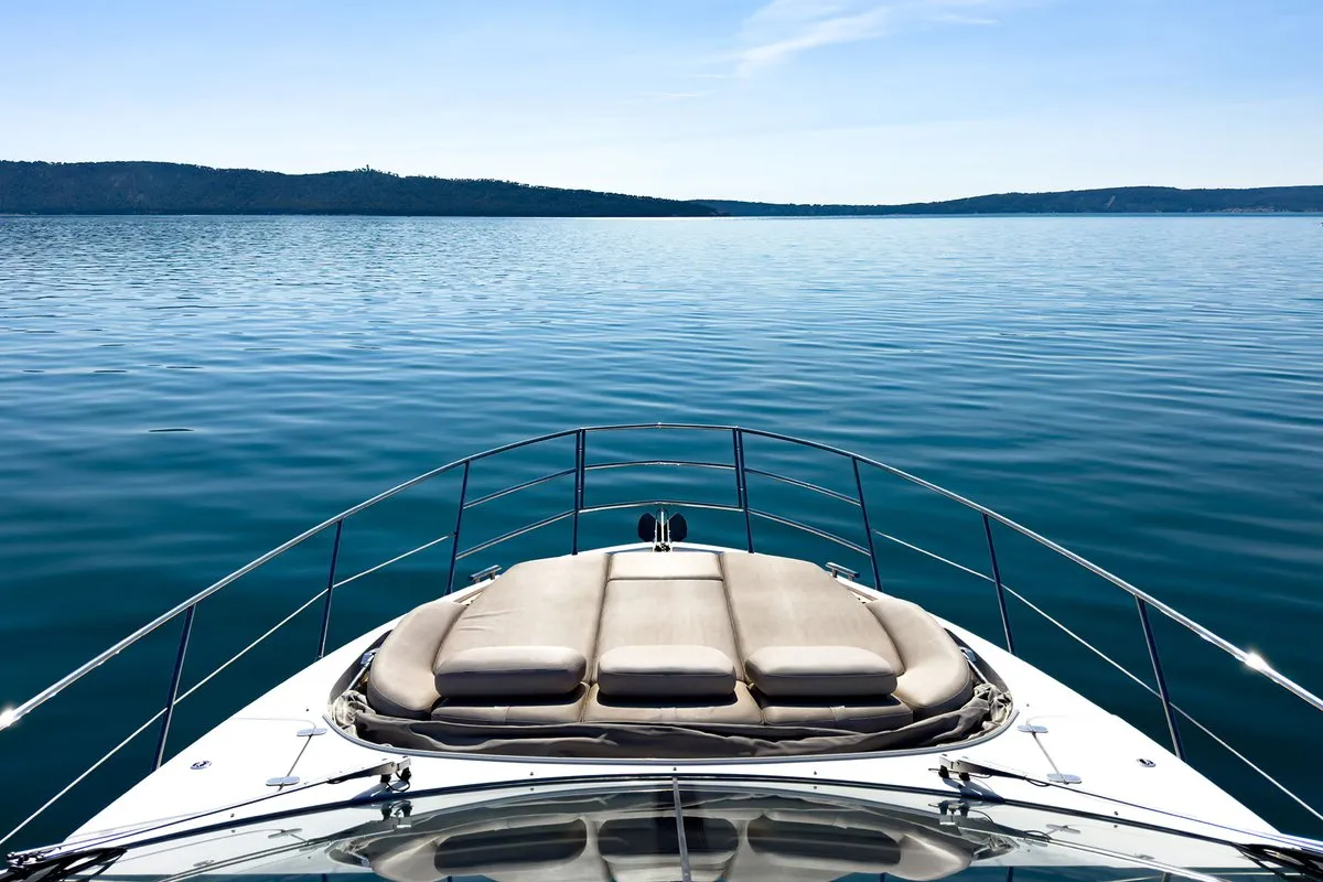 Deck of Be Happy, a Azimut 55 Fly motor yacht at Grad Kaštela, Croatia