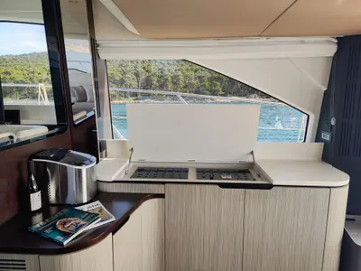 Galley of Be Happy, a Azimut 55 Fly motor yacht at Grad Kaštela, Croatia