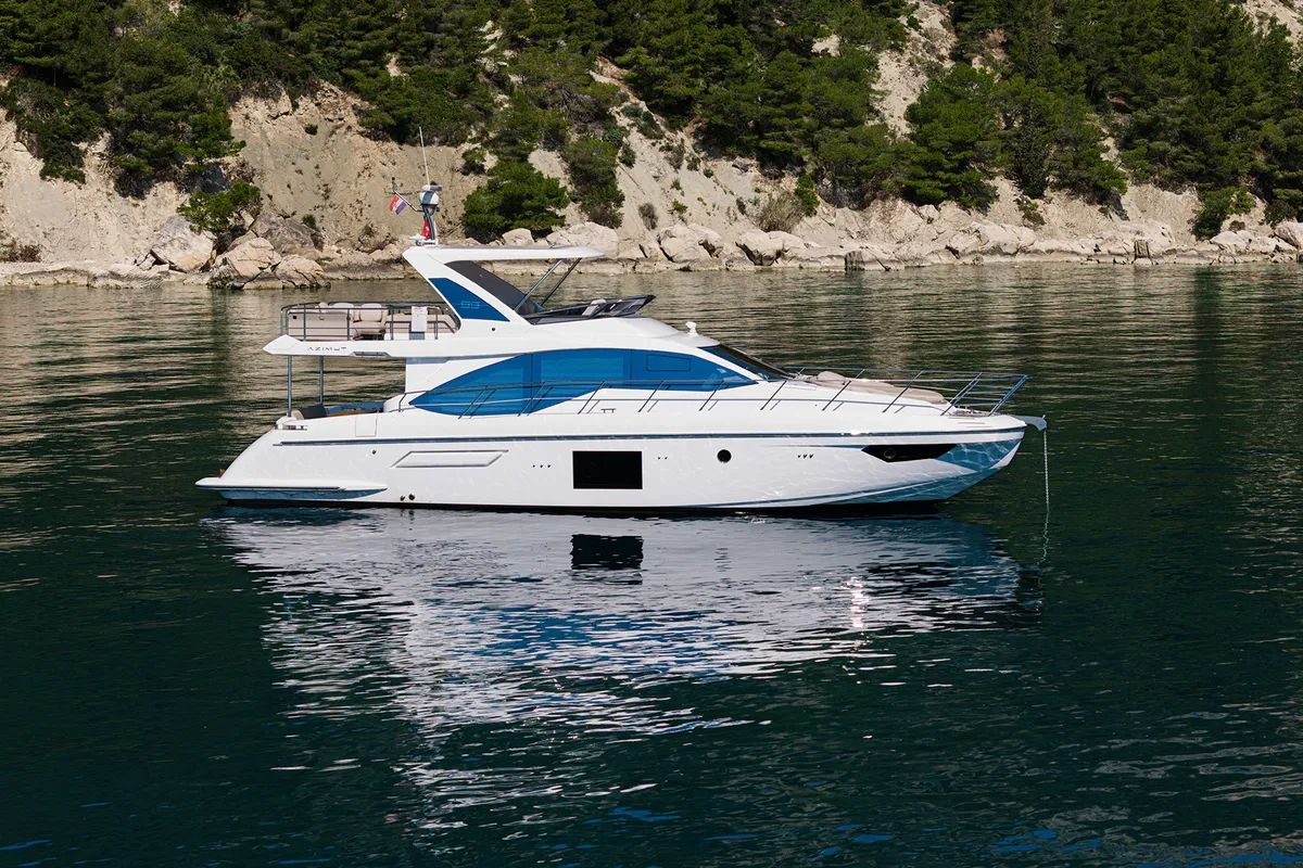 Exterior view of Be Happy, a Azimut 55 Fly motor yacht at Grad Kaštela, Croatia
