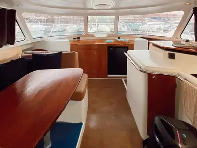 Salon of Xuxu, a Fountaine Pajot Highland 35 catamaran at Lisbon, Portugal