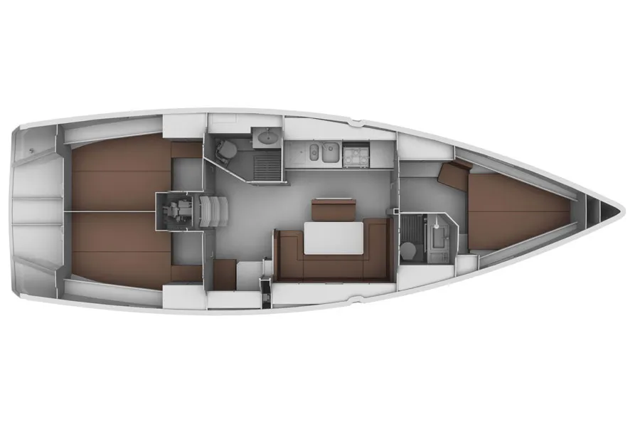 Floor plan of Buga, a Bavaria Cruiser 40 sailboat at Općina Sukošan, Croatia