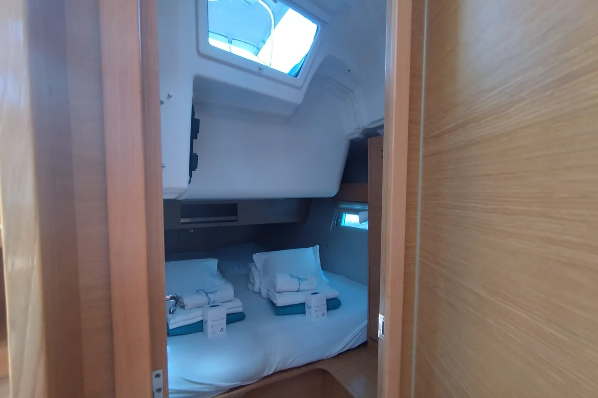 Cabin on Pixie, a Dufour 390 sailboat at Olbia, Italy