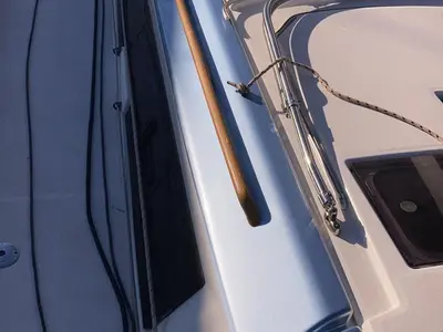 Deck of Pixie, a Dufour 390 sailboat at Olbia, Italy