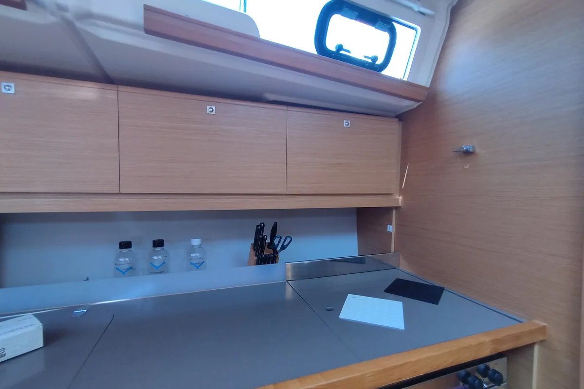 Galley of Pixie, a Dufour 390 sailboat at Olbia, Italy