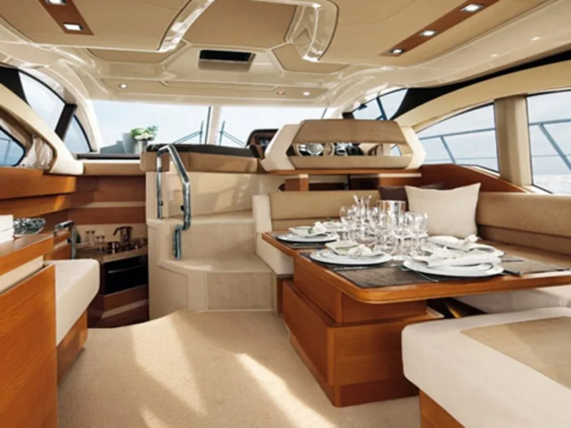 Salon of Alma Libre II, a Azimut 46 motorboat at Lefkada, Greece