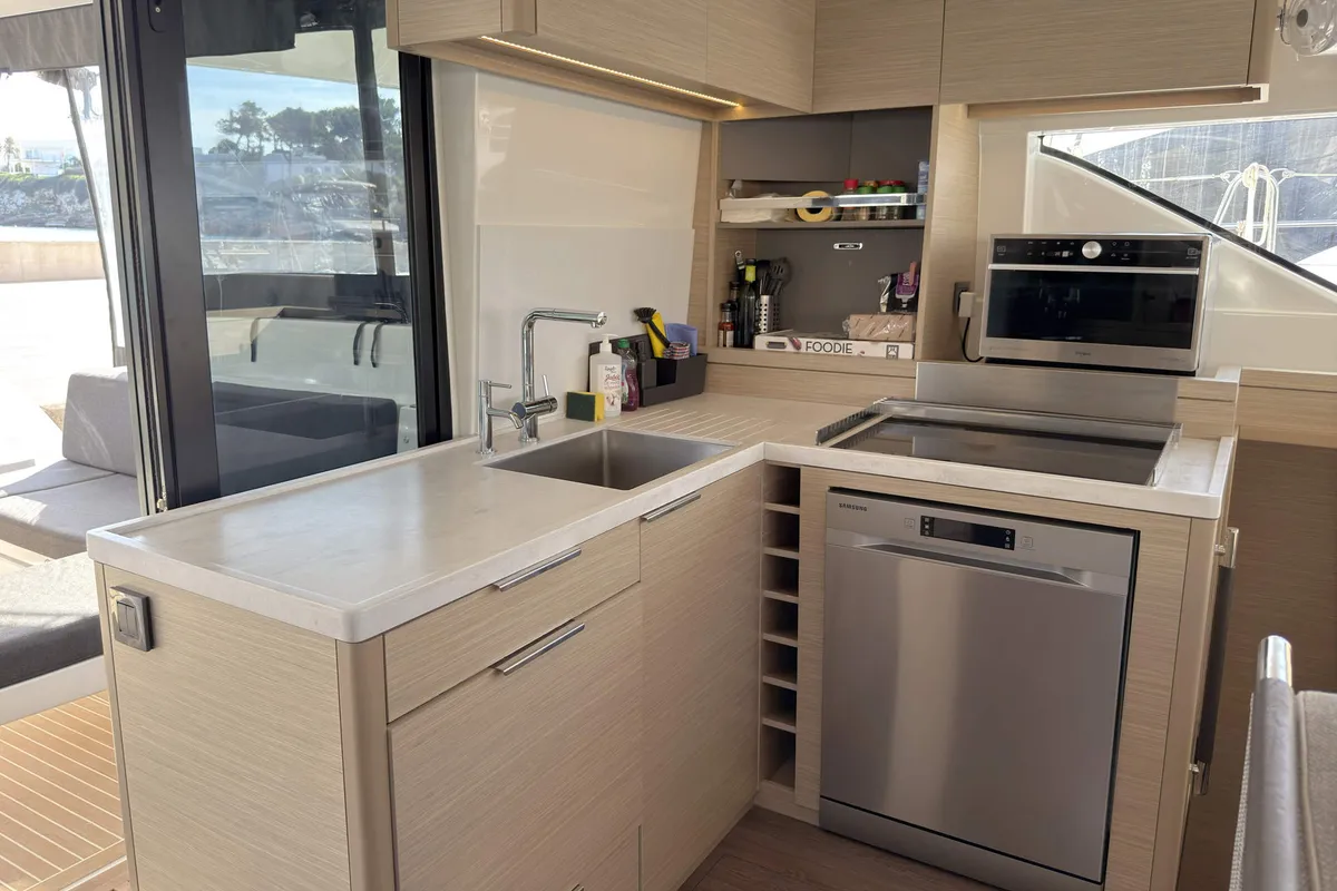 Galley of Selanja, a Lagoon 51 OW catamaran at Palma de Mallorca, Spain