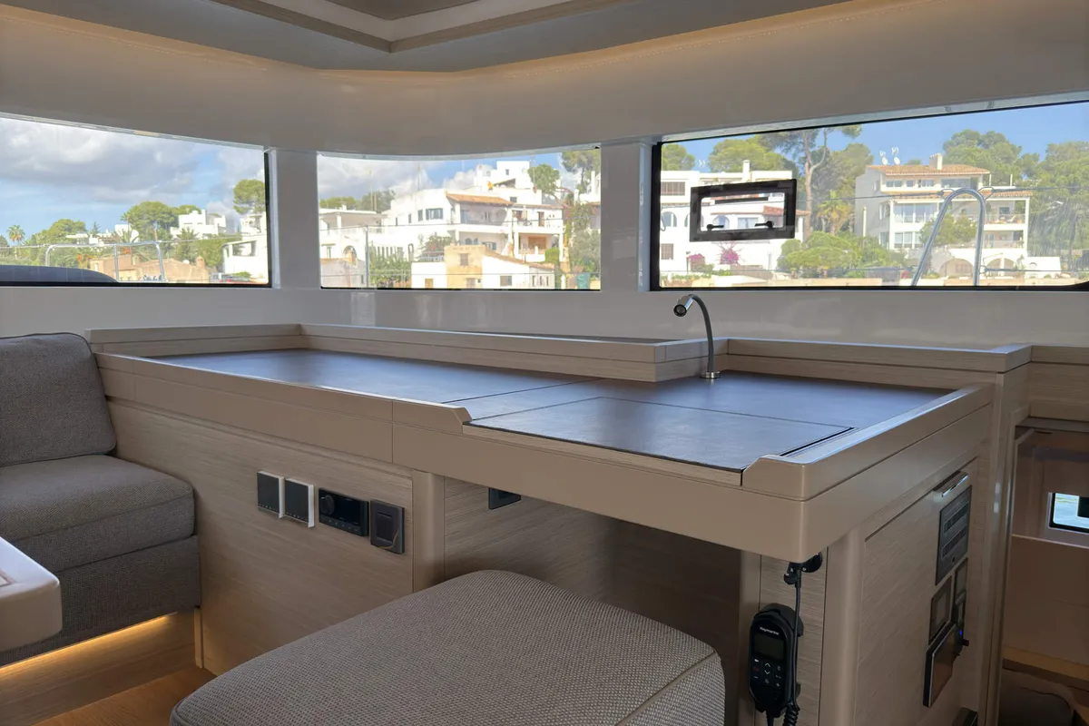 Salon of Selanja, a Lagoon 51 OW catamaran at Palma de Mallorca, Spain
