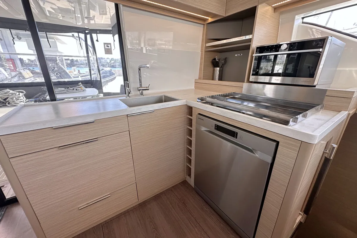 Galley of Selanja, a Lagoon 51 OW catamaran at Palma de Mallorca, Spain