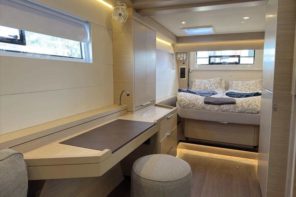 Cabin on Selanja, a Lagoon 51 OW catamaran at Palma de Mallorca, Spain