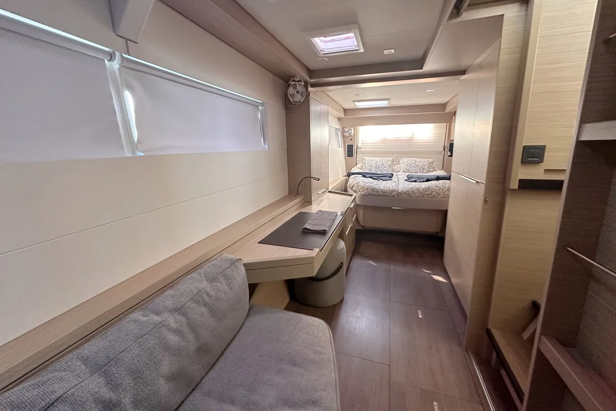 Cabin on Selanja, a Lagoon 51 OW catamaran at Palma de Mallorca, Spain