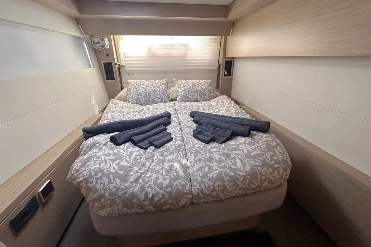 Cabin on Selanja, a Lagoon 51 OW catamaran at Palma de Mallorca, Spain
