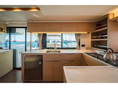 Galley of Mary Grace II, a Lagoon 46 catamaran at Athens, Greece