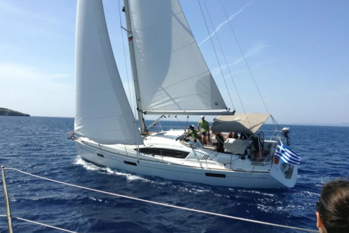 Exterior view of Sweet Alis, a Jeanneau Sun Odyssey 42DS sailboat at Municipal Unit of Lefkada, Greece