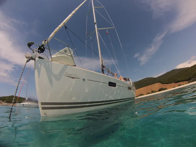 Exterior view of Sweet Alis, a Jeanneau Sun Odyssey 42DS sailboat at Municipal Unit of Lefkada, Greece