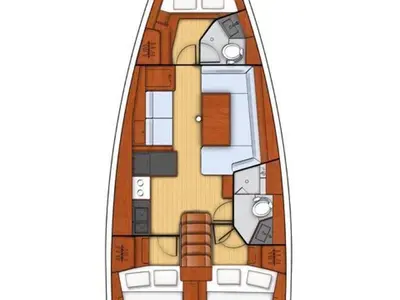 Floor plan of Magdalena, a Beneteau Oceanis 41.1 sailboat at Marseille, France