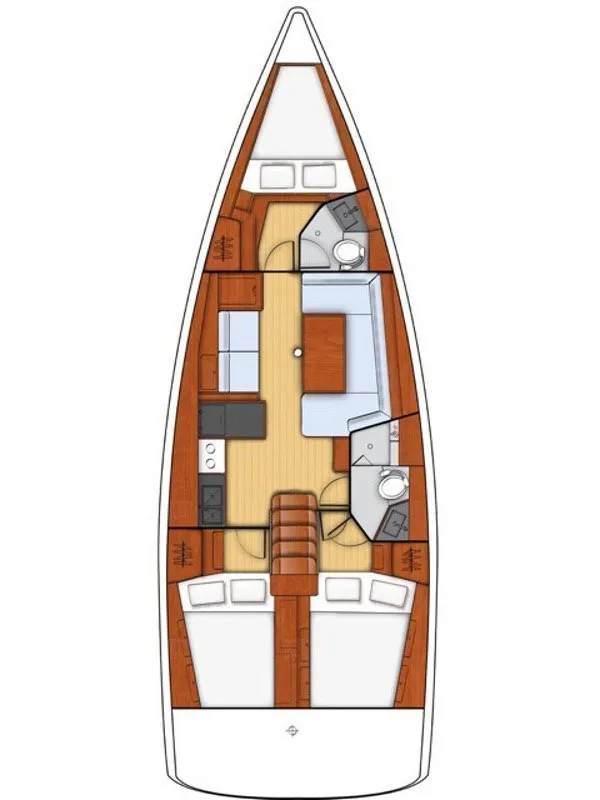 Floor plan of Magdalena, a Beneteau Oceanis 41.1 sailboat at Marseille, France