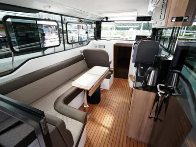 Cockpit of Lili, a Nikhen Aquasun 34 Sedan motor yacht at Seget Donji, Croatia
