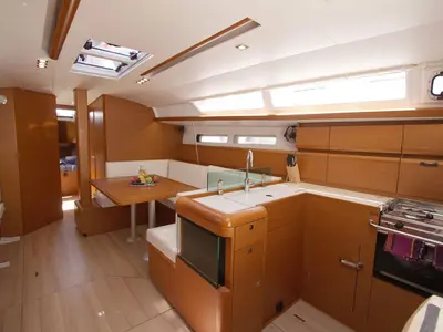 Galley of Kronos, a Jeanneau Sun Odyssey 449 sailboat at Lavreotiki Municipal Unit, Greece