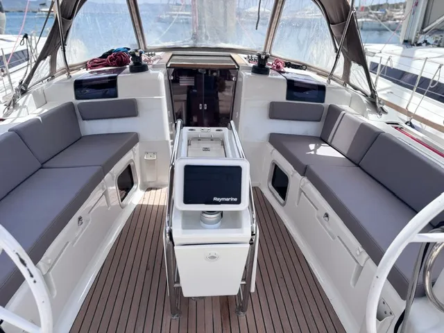 Kronos, a Jeanneau Sun Odyssey 449 sailboat at Lavreotiki Municipal Unit, Greece