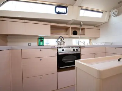 Galley of Tyche, a Beneteau Oceanis 46.1 sailboat at Rosignano Solvay, Italy