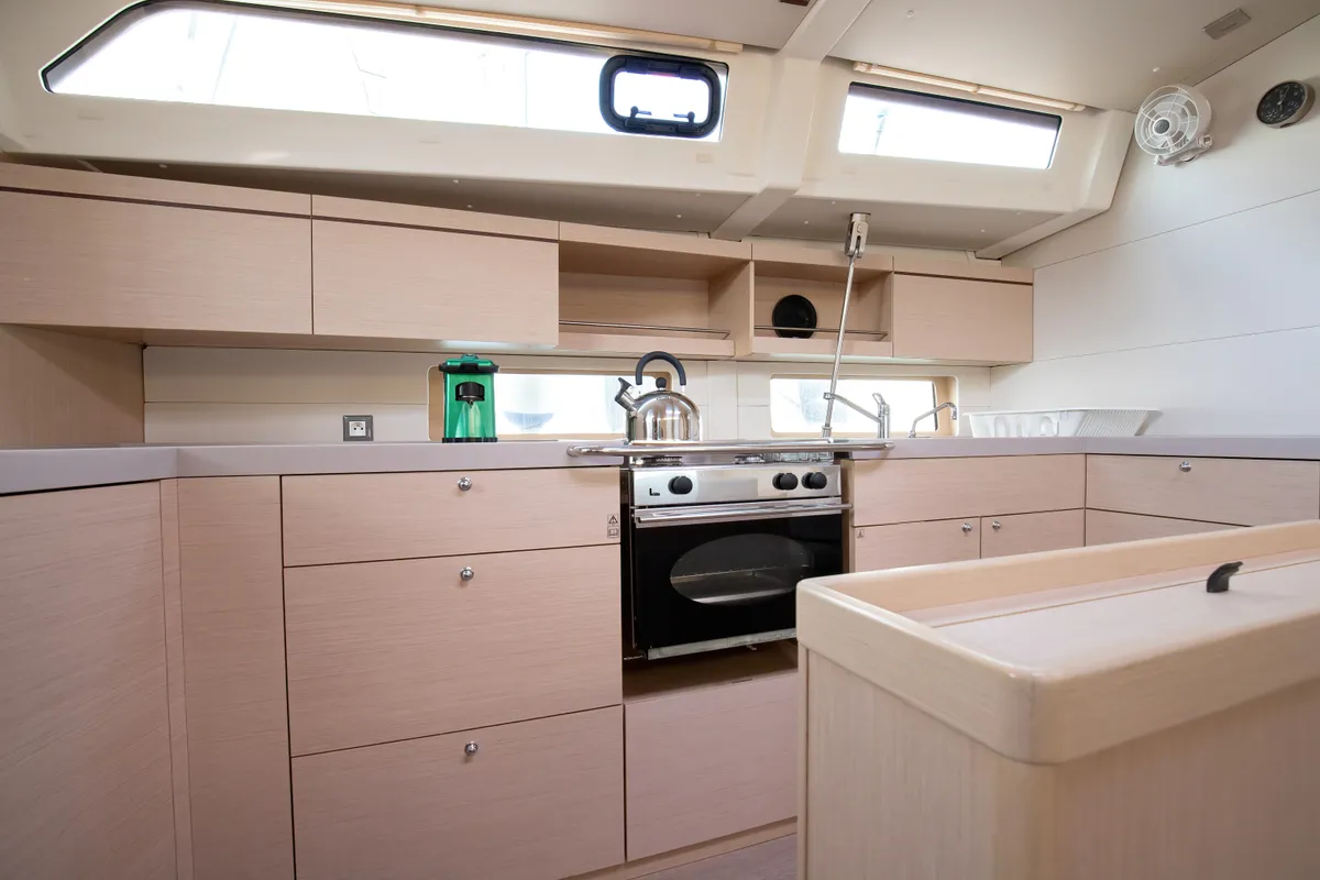 Galley of Tyche, a Beneteau Oceanis 46.1 sailboat at Rosignano Solvay, Italy