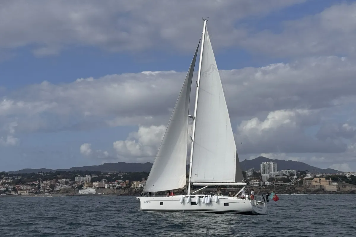 Exterior view of SIMFONIX, a Hanse 508 sailboat at Portimão, Portugal