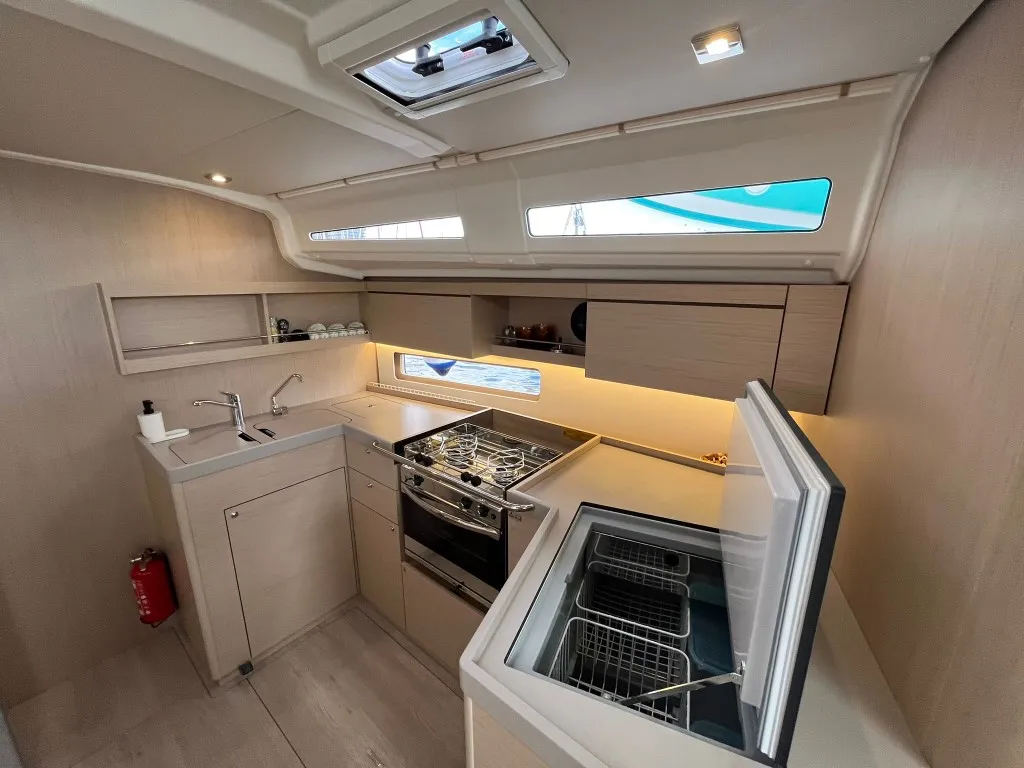 Galley of Cosmic Dancer, a Beneteau Oceanis 40.1 sailboat at Split, Croatia