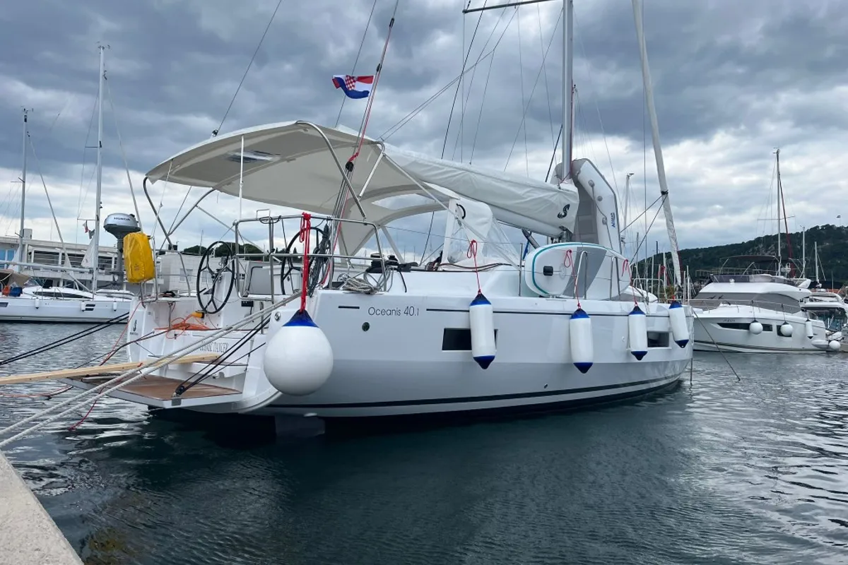 Exterior view of Cosmic Dancer, a Beneteau Oceanis 40.1 sailboat at Split, Croatia