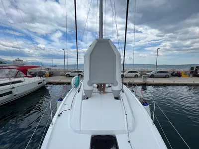 Deck of Cosmic Dancer, a Beneteau Oceanis 40.1 sailboat at Split, Croatia