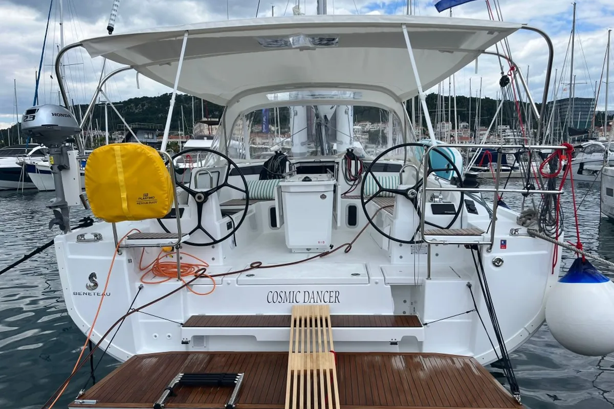 Exterior view of Cosmic Dancer, a Beneteau Oceanis 40.1 sailboat at Split, Croatia