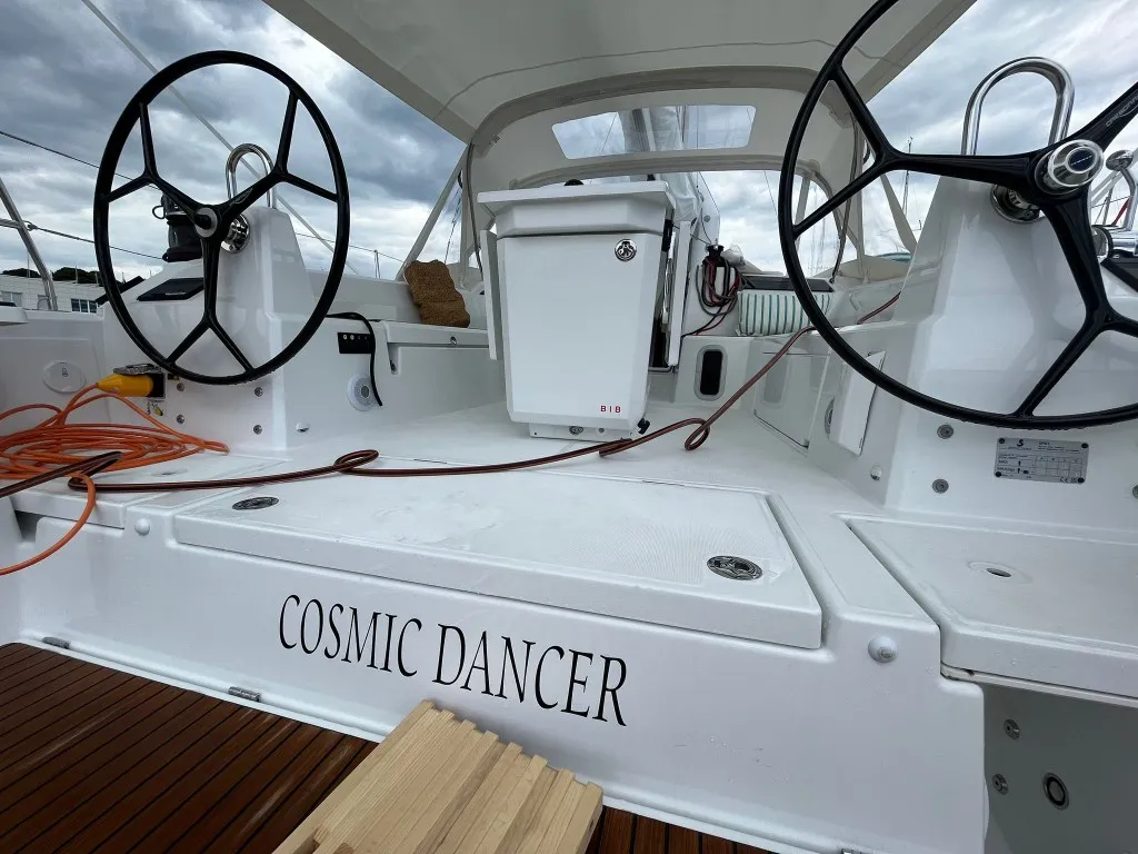 Cockpit of Cosmic Dancer, a Beneteau Oceanis 40.1 sailboat at Split, Croatia