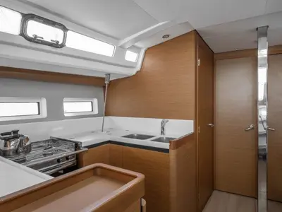 Galley of Almyra 440, a Jeanneau Sun Odyssey 440 sailboat at Marpissa, Greece