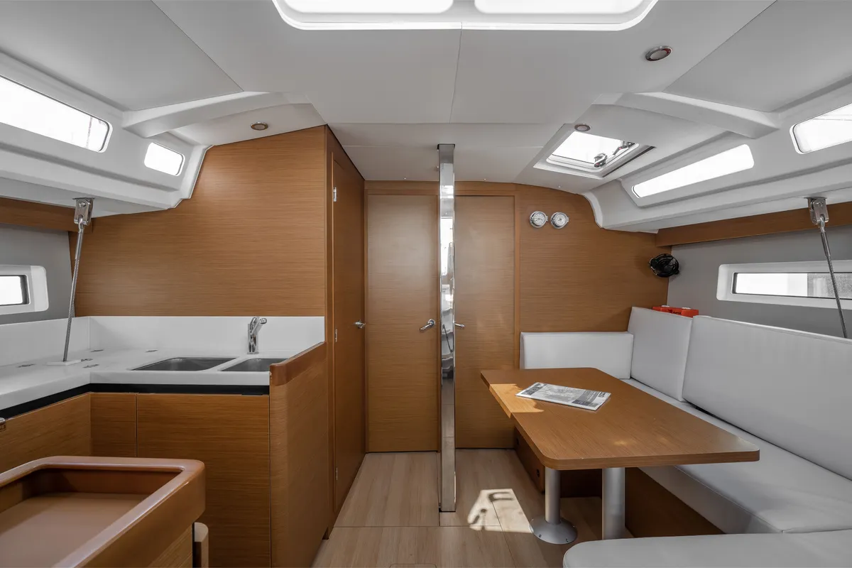 Salon of Almyra 440, a Jeanneau Sun Odyssey 440 sailboat at Marpissa, Greece