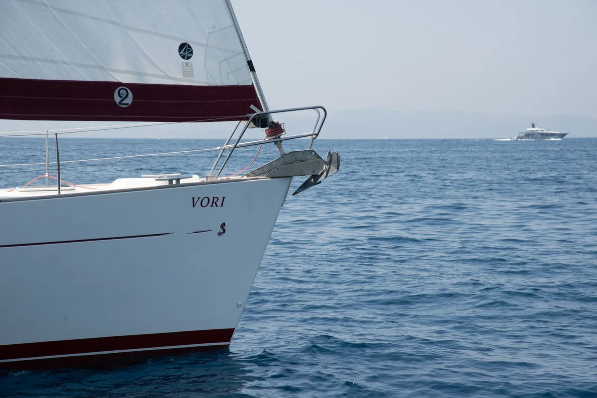 Exterior view of Vori, a Beneteau Oceanis Clipper 473 sailboat at Athens, Greece