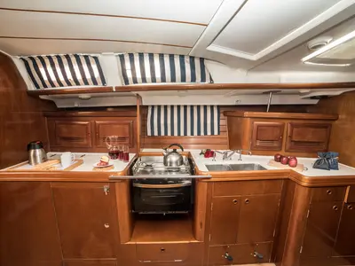 Galley of Vori, a Beneteau Oceanis Clipper 473 sailboat at Athens, Greece