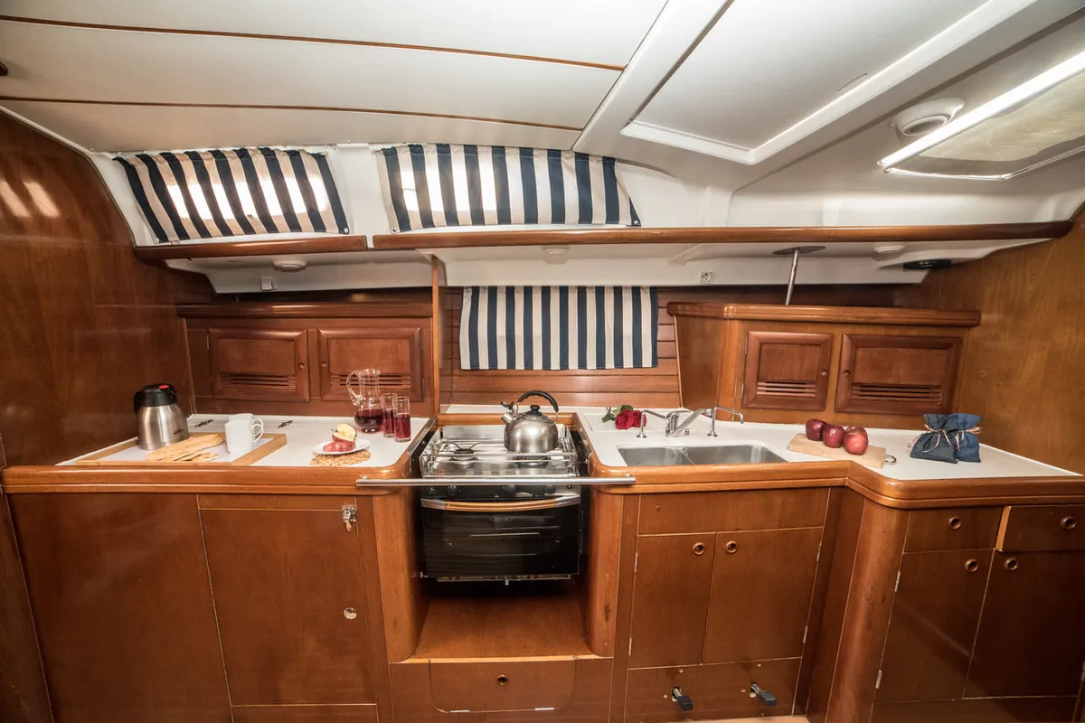 Galley of Vori, a Beneteau Oceanis Clipper 473 sailboat at Athens, Greece