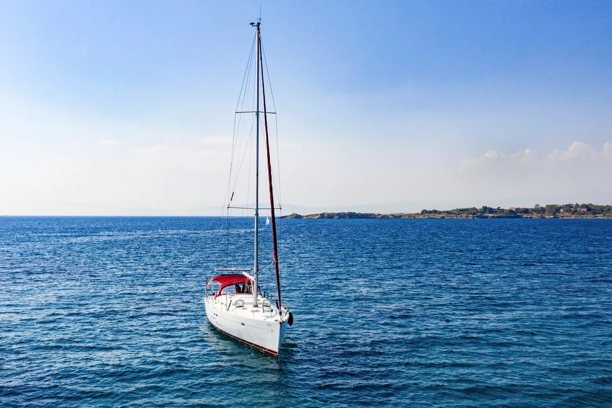 Exterior view of Vori, a Beneteau Oceanis Clipper 473 sailboat at Athens, Greece