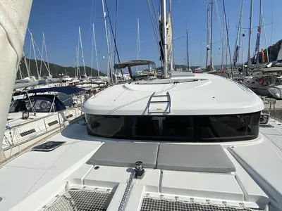 Deck of Falcon, a Lagoon 40 catamaran at Fethiye, Turkey