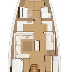 Floor plan of Sunshine Planet, a Dufour 520 GL sailboat at Marsala, Italy