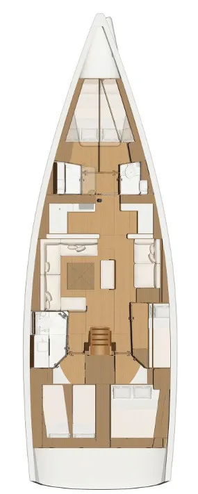 Floor plan of Sunshine Planet, a Dufour 520 GL sailboat at Marsala, Italy