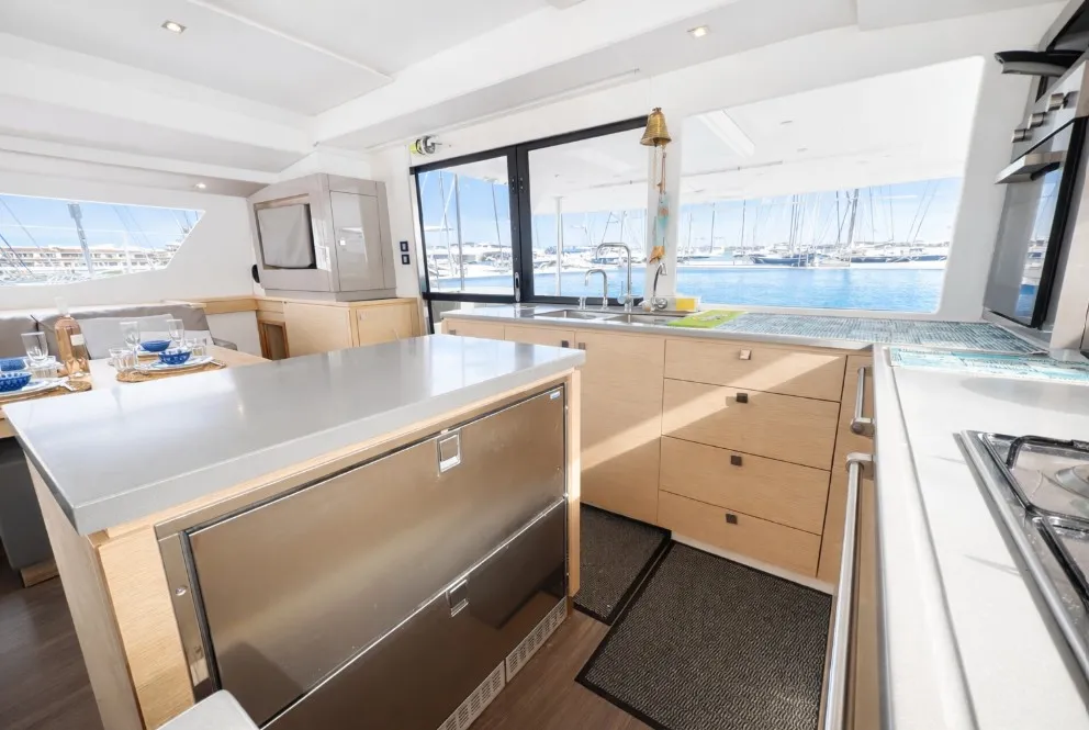 Galley of Serenity, a Fountaine Pajot Saba 50 catamaran at Cogolin, France