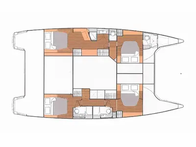 Floor plan of Serenity, a Fountaine Pajot Saba 50 catamaran at Cogolin, France